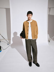 Men's Casual Earth-Tone Pure Wool Knit Cardigan