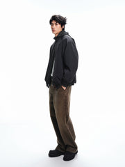 Men's Casual Dark Blue Stand-Collar Padded Jacket