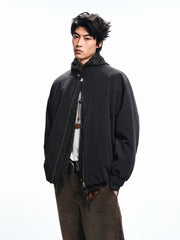 Men's Casual Dark Blue Stand-Collar Padded Jacket