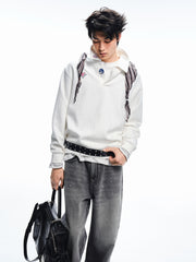 Men's Preppy White Faux-Layer Cable-Knit Sweater