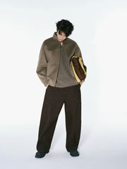 Men's Casual Brown Lapel Wool-Blend Knit Top
