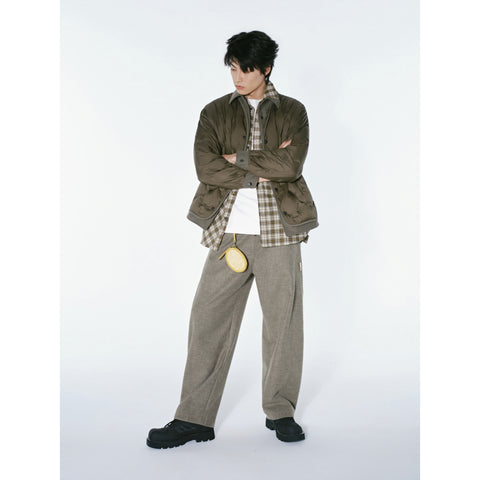 Men's Casual Shirt-Style Faux-Layer Goose Down Jacket