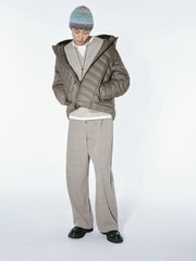 Men's Casual 90% White Duck Down Hooded Grey Down Jacket