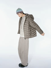 Men's Casual 90% White Duck Down Hooded Grey Down Jacket