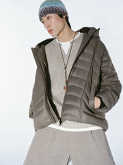 Men's Casual 90% White Duck Down Hooded Grey Down Jacket