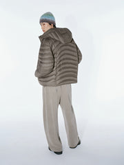 Men's Casual 90% White Duck Down Hooded Grey Down Jacket