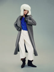 Women's Chanel-Style 100% Wool Blue Knit Cardigan