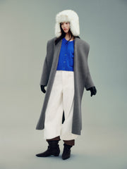 Women's Chanel-Style 100% Wool Blue Knit Cardigan