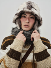Men's Casual Color-Block Striped Polo Wool-Blend Knit Top