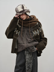 Men's Casual Fair Isle Color-Block Knit Cardigan