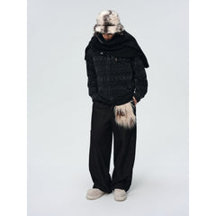 Men's Casual Black Geometric-Pattern Jacket