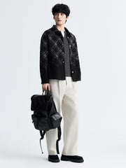 Men's Casual Gradient Jacquard Wool-Blend Overshirt