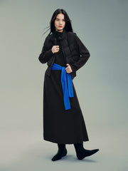 Women's Elegant Commuter Black Long-Sleeve Knit Dress