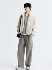 Men's Casual Grey Elastic-Waist Pants