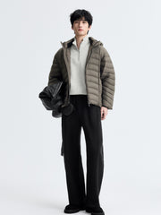 Men's Casual 90% White Duck Down Hooded Grey Down Jacket