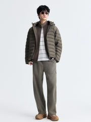 Men's Casual 90% White Duck Down Hooded Grey Down Jacket