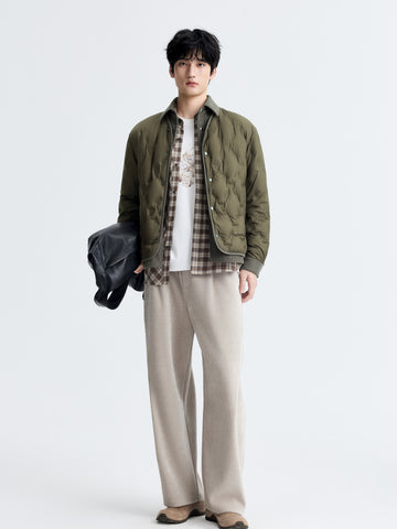 Men's Casual Shirt-Style Faux-Layer Goose Down Jacket