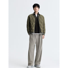 Men's Casual Brown Half-Placket Cable-Knit Sweater