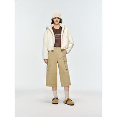 Women's Casual Cropped Straight-Leg Cargo Pants