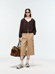 Women's Casual Relaxed Hooded Color-Block Knit Sweatshirt