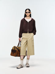 Women's Casual Cropped Straight-Leg Cargo Pants