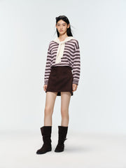 Women's Casual Contrast-Stripe Wool Knit Cover-Up