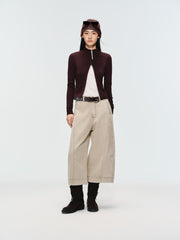Women's Casual Solid Double-Zip Corset-Seam Cardigan
