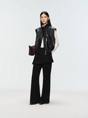 Women's Casual Broad-Shoulder Reversible PU Leather Vestt