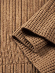 Men's Brown Textured Wool Knit Cardigan