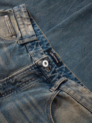 Men's Vintage Contrast Straight Jeans