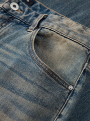 Men's Vintage Contrast Straight Jeans