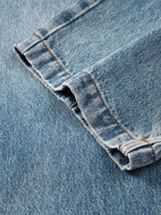 Men's Washed Distressed Wide-Leg Jeans