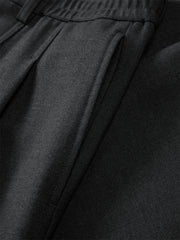 Men's Pleated Straight-Leg Fleece-Lined Suit Pants