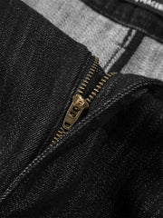 Men's Wide-Leg Jeans with Vintage Faux Leather Patch