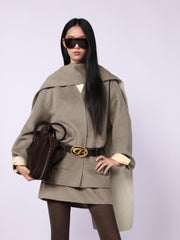 Women's Casual Wool-Silk Double-Face Reversible Coat