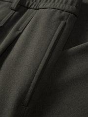 Men's Pleated Wide-Leg Fleece-Lined Suit Pants