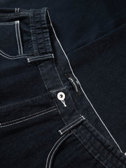 Men's Warm Contrast-Stitch Straight Jeans