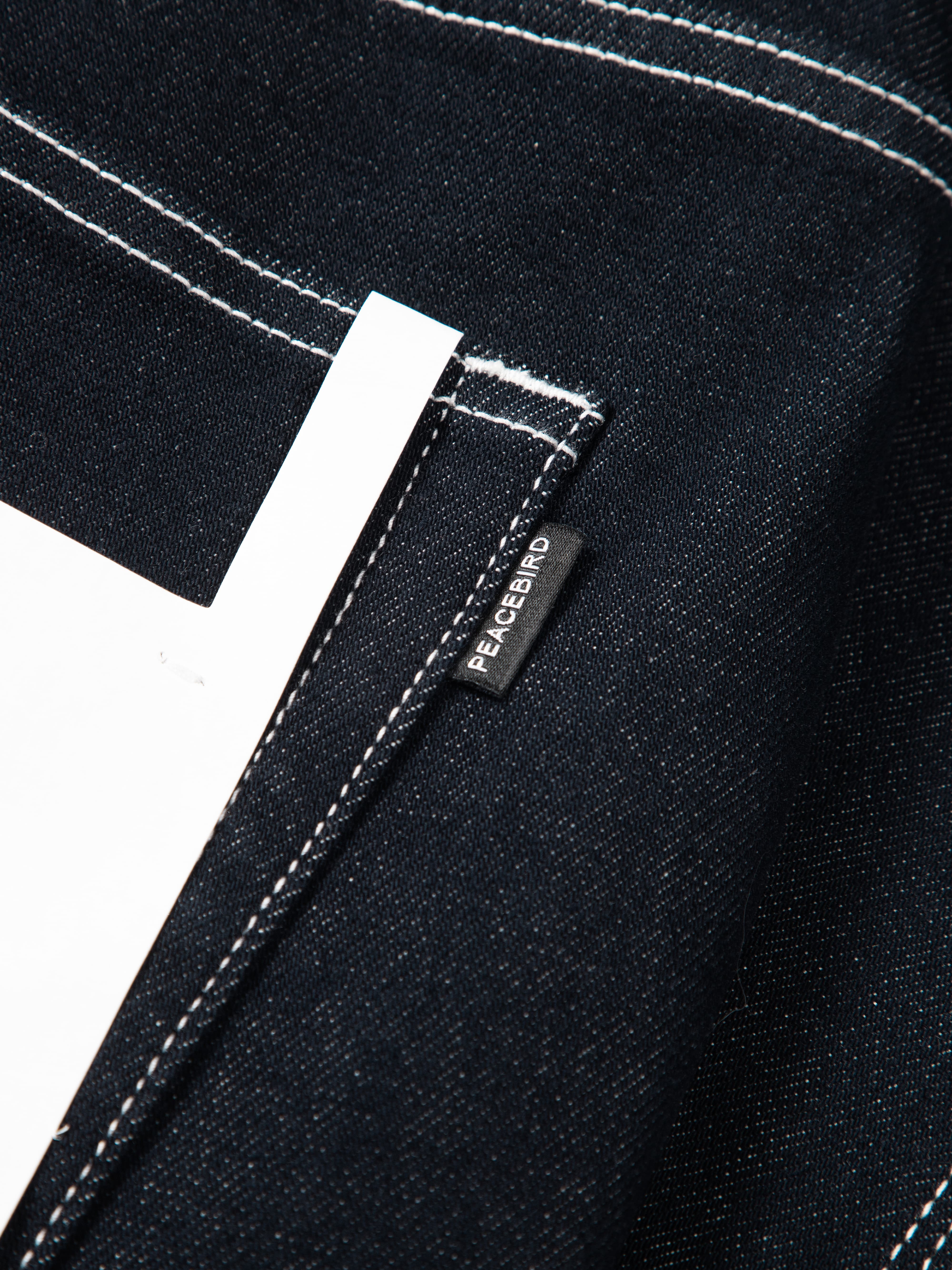 Men's Warm Contrast-Stitch Straight Jeans