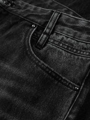 Men's Washed Distressed Straight Jeans