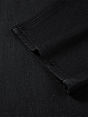 Men's Black Drawstring Elastic-Waist Jeans
