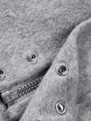 Men's Grey Wool-Blend Textured Jacket