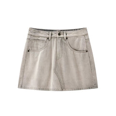 Women's Casual denim high-waist A-line short skirt