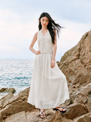 Women's French-style Halter Neck Holiday Dress