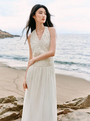 Women's French-style Halter Neck Holiday Dress