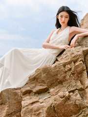 Women's French-style Halter Neck Holiday Dress