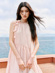 Women's French-style pink halter dress