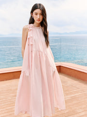 Women's French-style pink halter dress