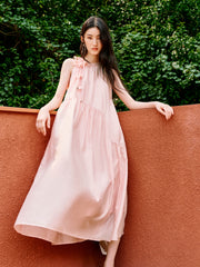 Women's French-style pink halter dress