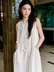 Women's 3D Flower White Vest Dress