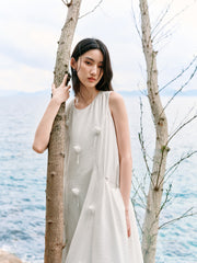 Women's 3D Flower White Vest Dress